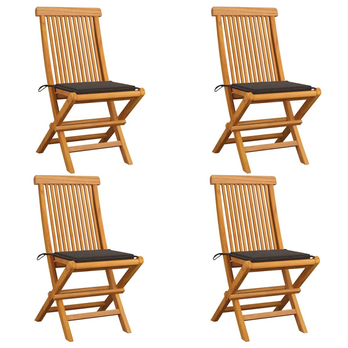 vidaXL Καρέκλες Κήπου 4 τεμ. από Μασίφ Ξύλο Teak με Taupe Μαξιλάρια