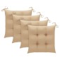 vidaXL Καρέκλες Κήπου 4 τεμ. από Μασίφ Ξύλο Teak με Μπεζ Μαξιλάρια