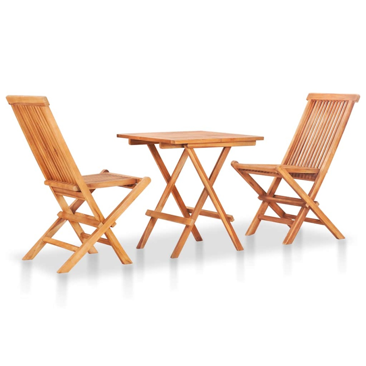 vidaXL Σετ Επίπλων Mπιστρό 3 τεμ. Μασίφ Ξύλο Teak με Ανθρακί Μαξιλάρια
