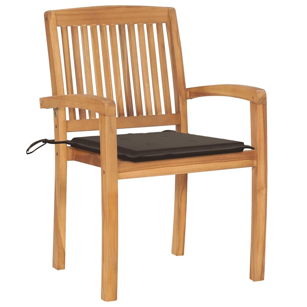vidaXL Καρέκλες Κήπου 2 τεμ. από Μασίφ Ξύλο Teak με Taupe Μαξιλάρια