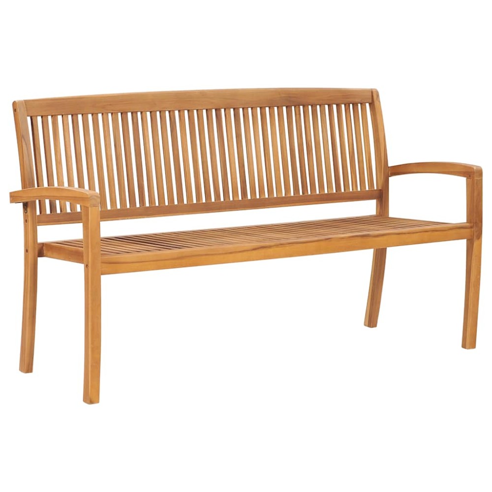 vidaXL Παγκάκι Κήπου Στοιβαζόμενο 159 εκ. Μασίφ Ξύλο Teak & Μαξιλάρι