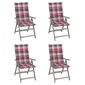 vidaXL Καρέκλες Κήπου Ανακλινόμενες 4 τεμ. Ξύλο Ακακίας με Μαξιλάρια