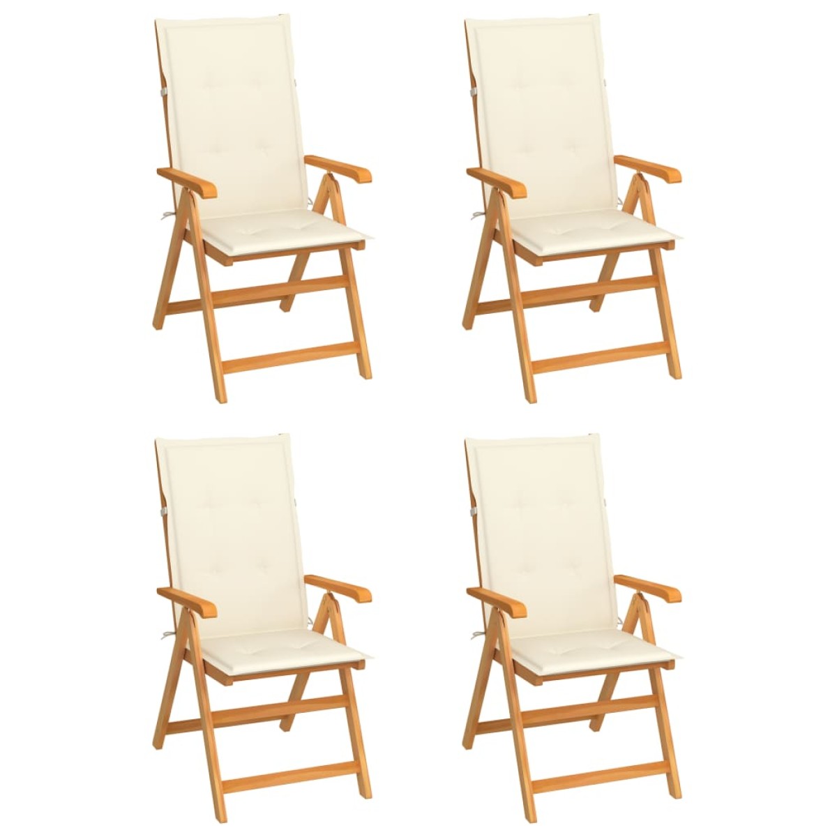 vidaXL Καρέκλες Κήπου 4 τεμ. από Μασίφ Ξύλο Teak με Κρεμ Μαξιλάρια