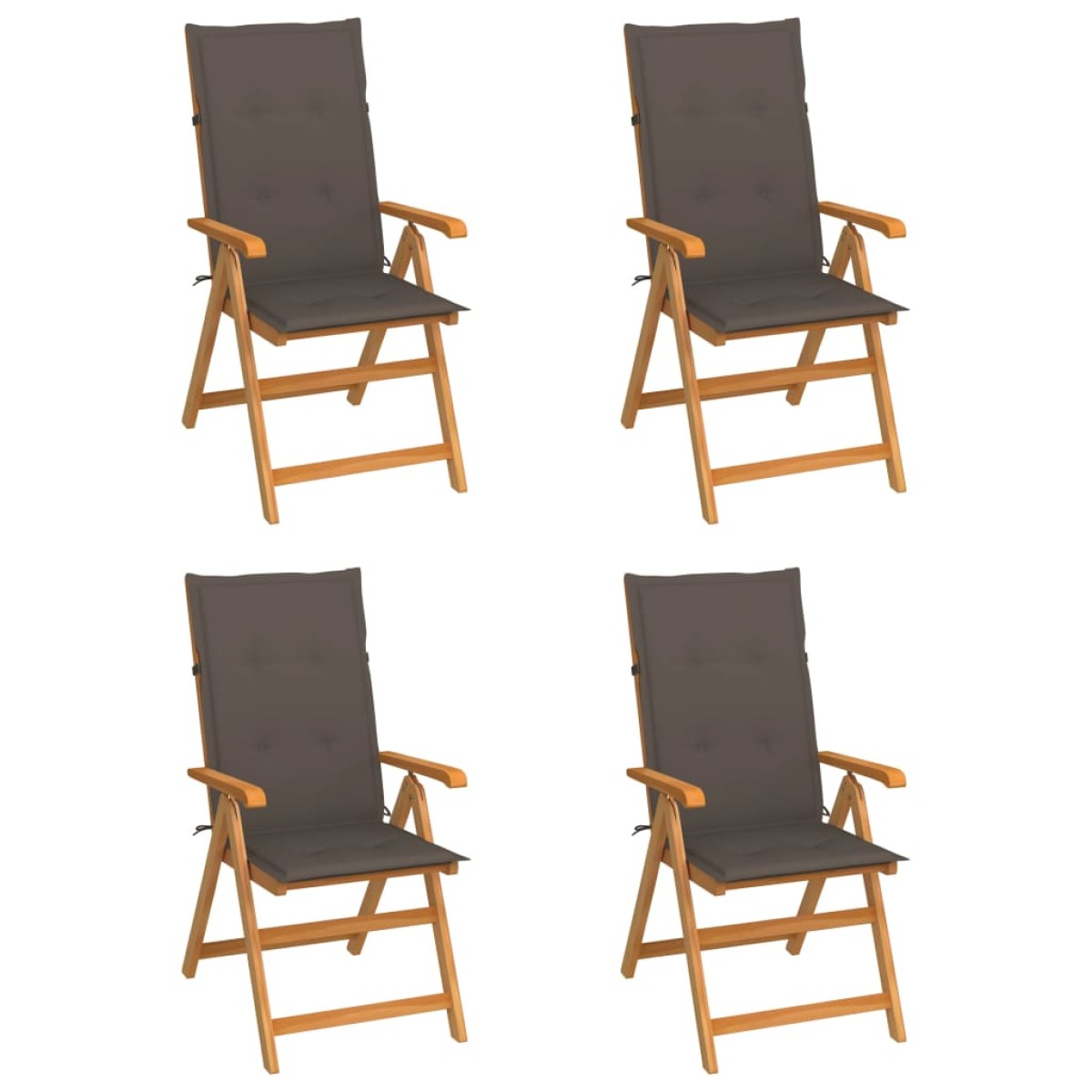 vidaXL Καρέκλες Κήπου 4 τεμ. από Μασίφ Ξύλο Teak με Taupe Μαξιλάρια