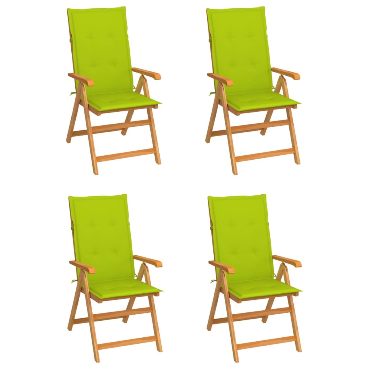 vidaXL Καρέκλες Κήπου 4 τεμ. Μασίφ Ξύλο Teak & Φωτ. Πράσινα Μαξιλάρια