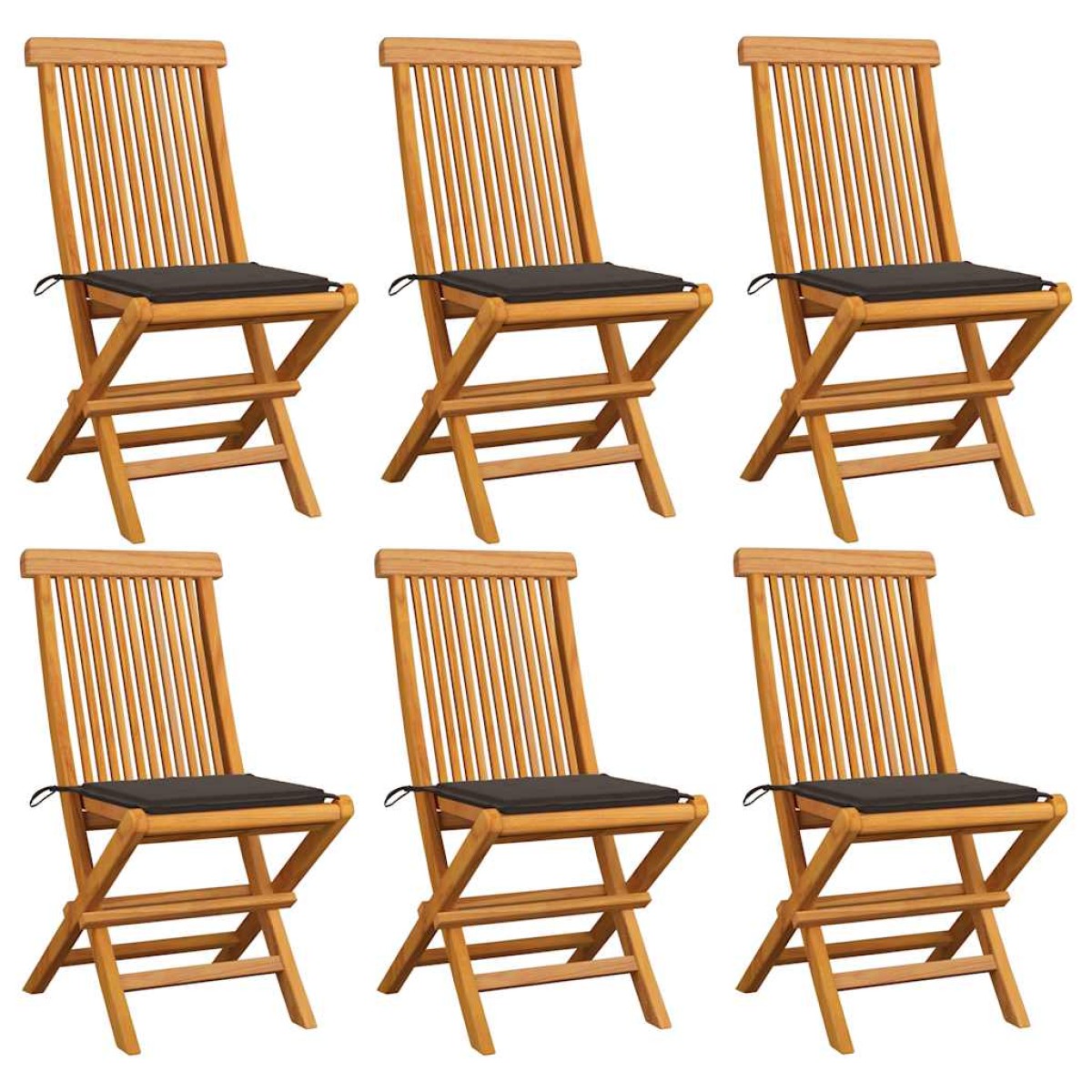 vidaXL Καρέκλες Κήπου 6 τεμ. από Μασίφ Ξύλο Teak με Taupe Μαξιλάρια