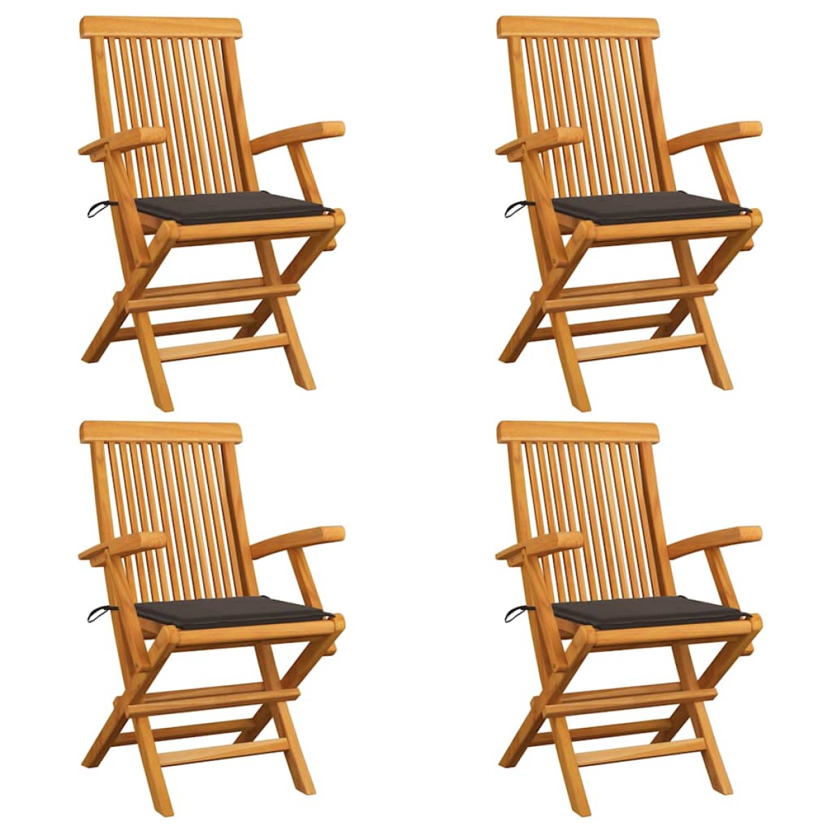 vidaXL Καρέκλες Κήπου 4 τεμ. από Μασίφ Ξύλο Teak με Taupe Μαξιλάρια