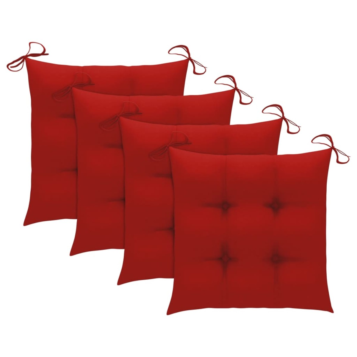 vidaXL Καρέκλες Κήπου 4 τεμ. από Μασίφ Ξύλο Teak με Κόκκινα Μαξιλάρια