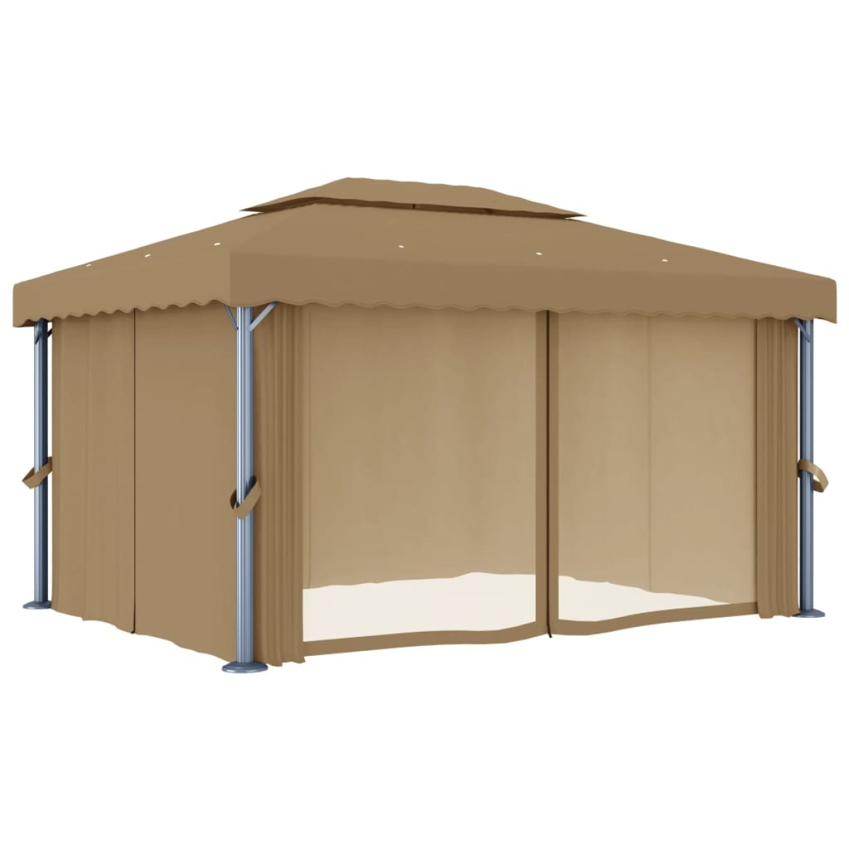 vidaXL Κιόσκι με Κουρτίνα Taupe 4 x 3 μ. Αλουμινίου