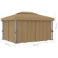 vidaXL Κιόσκι με Κουρτίνα Taupe 4 x 3 μ. Αλουμινίου