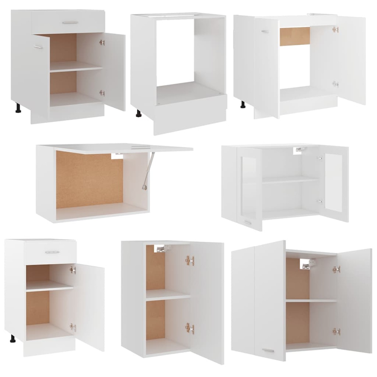 vidaXL Σετ Ντουλάπια Κουζίνας 8 Τεμαχίων Λευκό Μοριοσανίδα