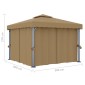 vidaXL Κιόσκι Taupe 3 x 3 μ. από Αλουμίνιο με Κουρτίνα