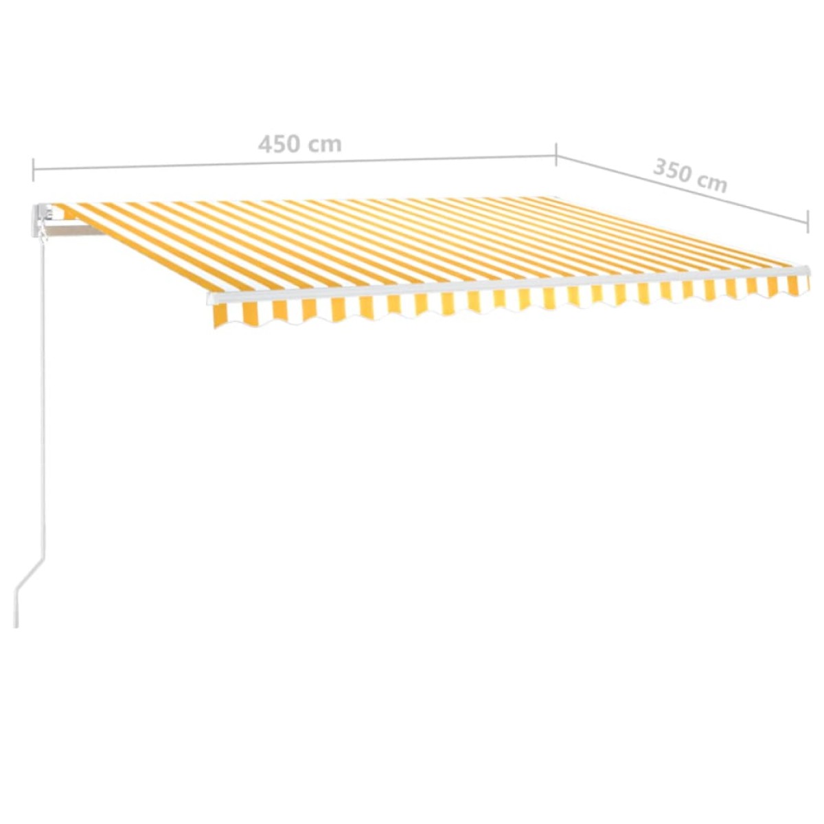vidaXL Τέντα Συρόμενη Χειροκίνητη με LED Κίτρινο / Λευκό 450 x 350 εκ.