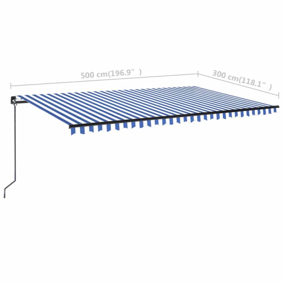 vidaXL Τέντα Συρόμενη Χειροκίνητη με LED Μπλε / Λευκό 500 x 300 εκ.