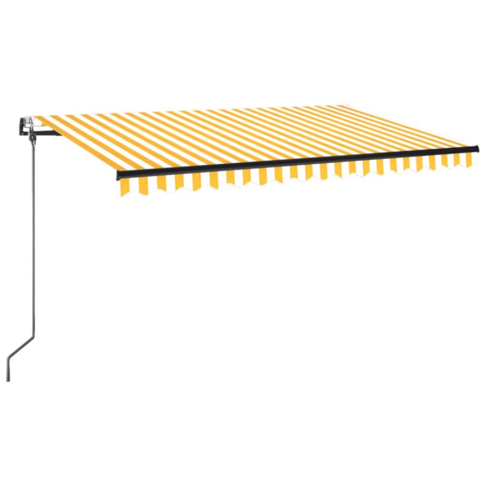 vidaXL Τέντα Αυτόματη με LED & Αισθ. Ανέμου Κίτρινο/Λευκό 450x350 εκ.