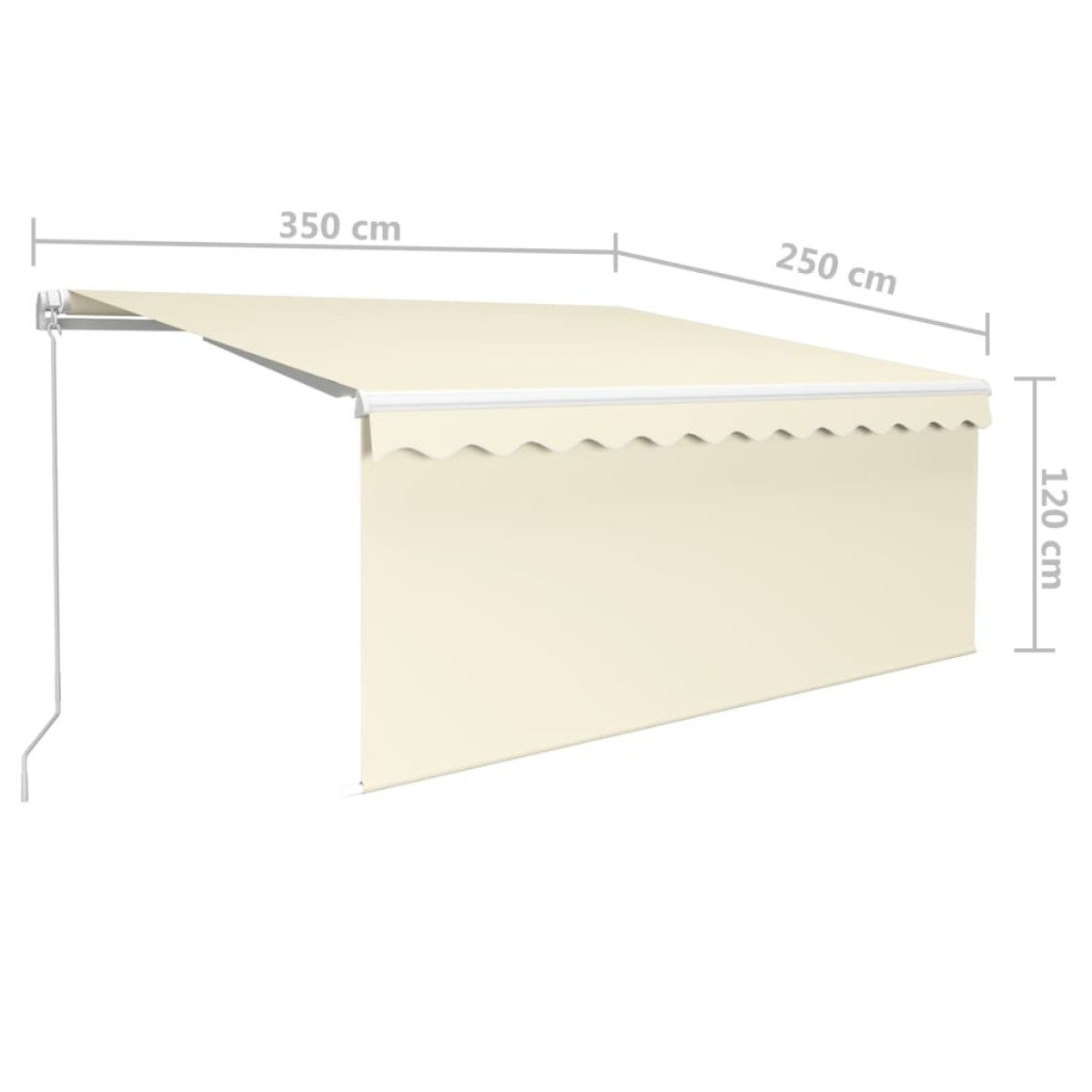 vidaXL Τέντα Συρόμενη Χειροκίνητη με Σκίαστρο & LED Κρεμ 3,5 x 2,5 μ.