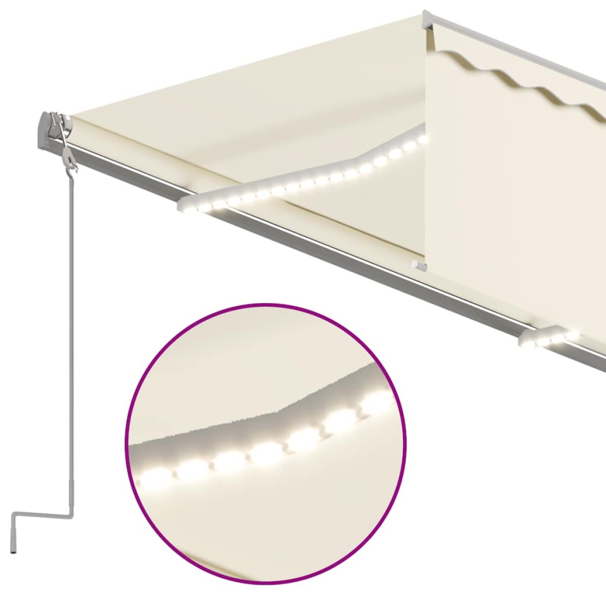 vidaXL Τέντα Αυτόματη με Σκίαστρο/LED/Αισθ. Ανέμου Κρεμ 3 x 2,5 μ.
