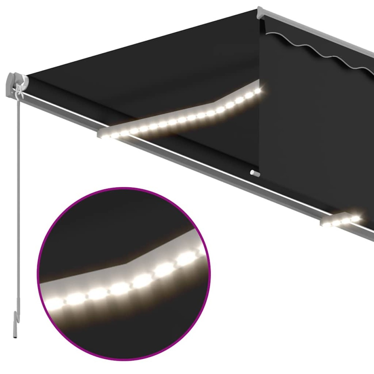 vidaXL Τέντα Συρόμενη Χειροκίνητη με Σκίαστρο & LED Ανθρακί 4,5 x 3 μ.