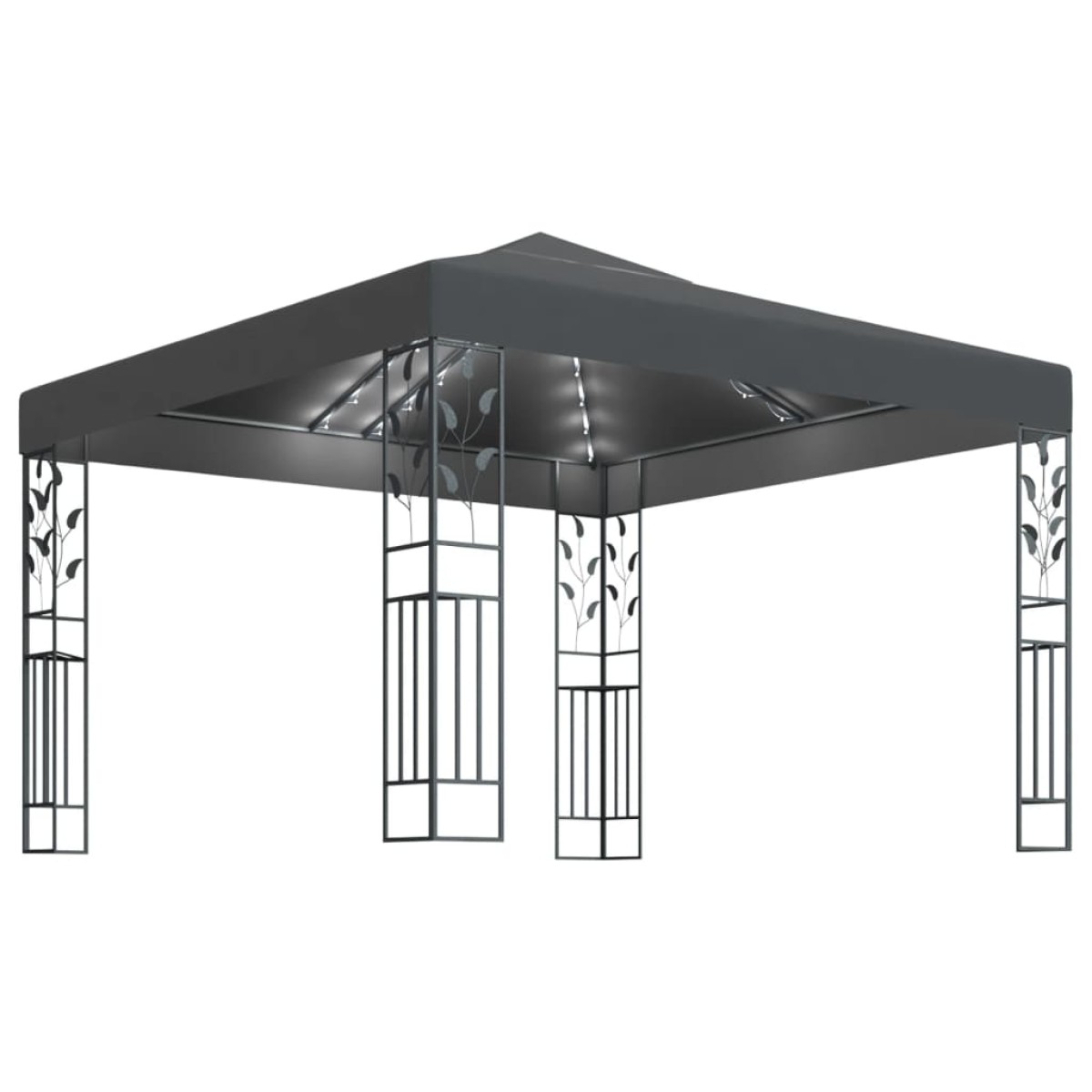 vidaXL Κιόσκι με Φωτάκια LED Ανθρακί 3 x 3 μ.