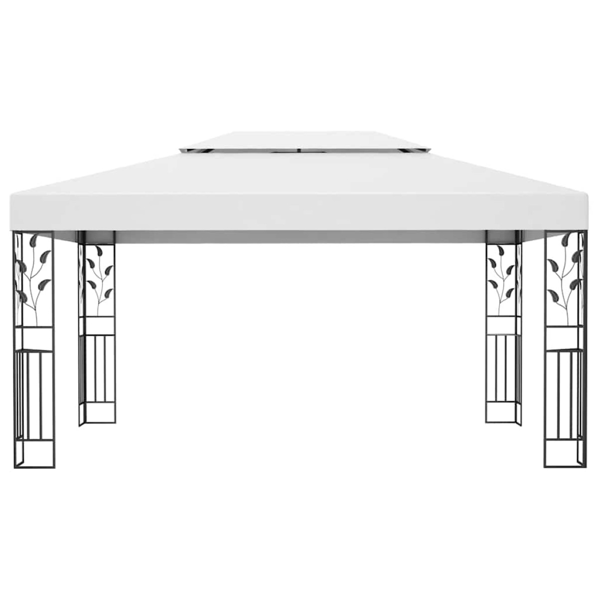 vidaXL Κιόσκι με Διπλή Οροφή και Φωτάκια LED Λευκό 3 x 4 μ.