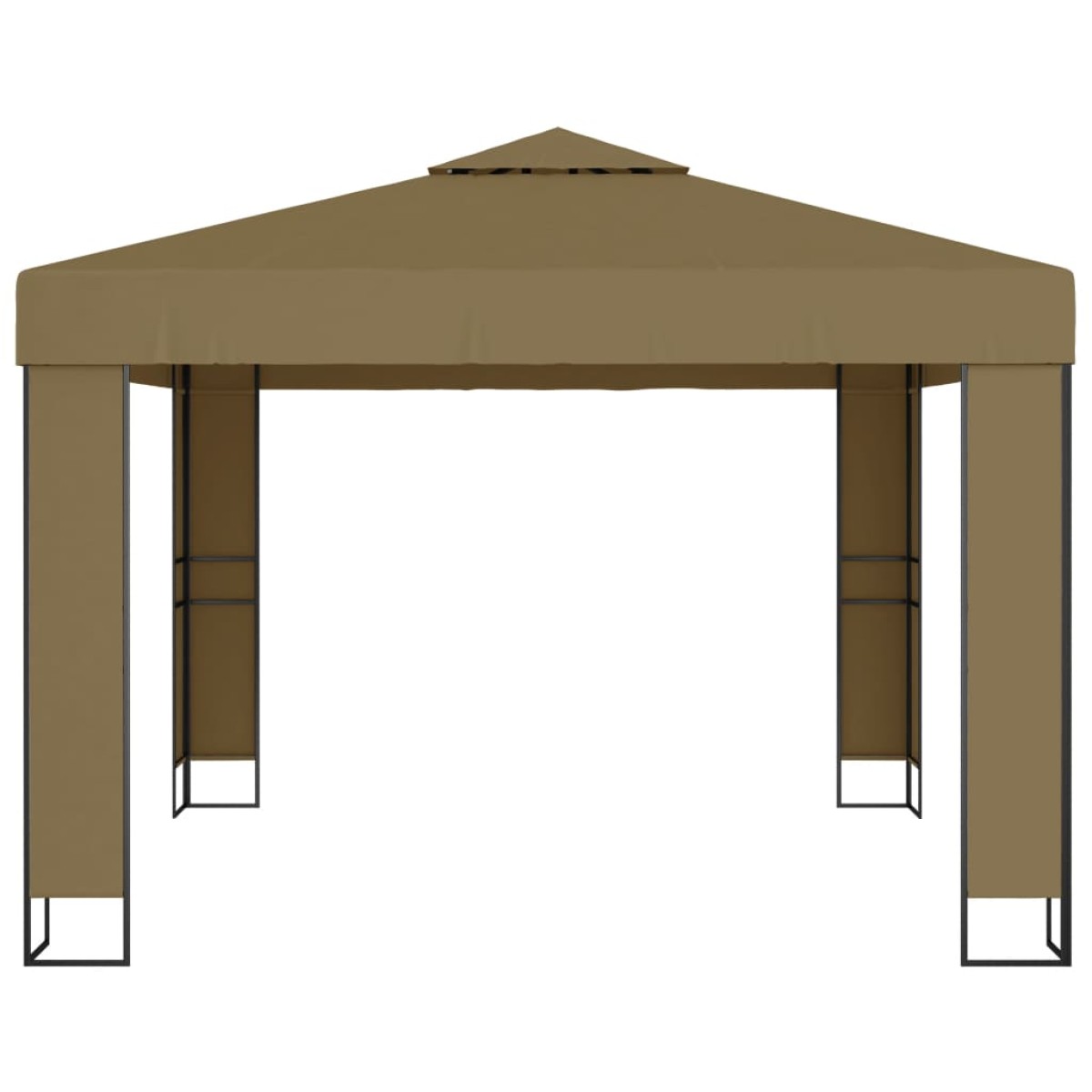 vidaXL Κιόσκι με Διπλή Οροφή και Φωτάκια LED Taupe 3 x 3 x 2,7 μ.