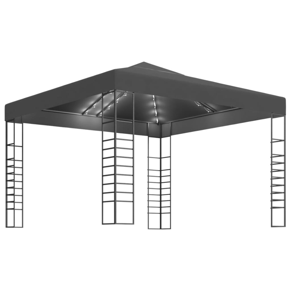 vidaXL Κιόσκι με Φωτάκια LED Ανθρακί 3 x 3 μ.