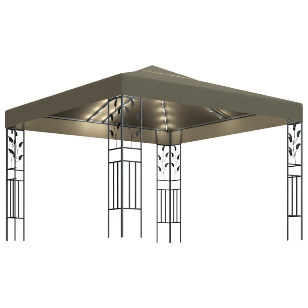 vidaXL Κιόσκι με Φωτάκια LED Taupe 3 x 3 μ.