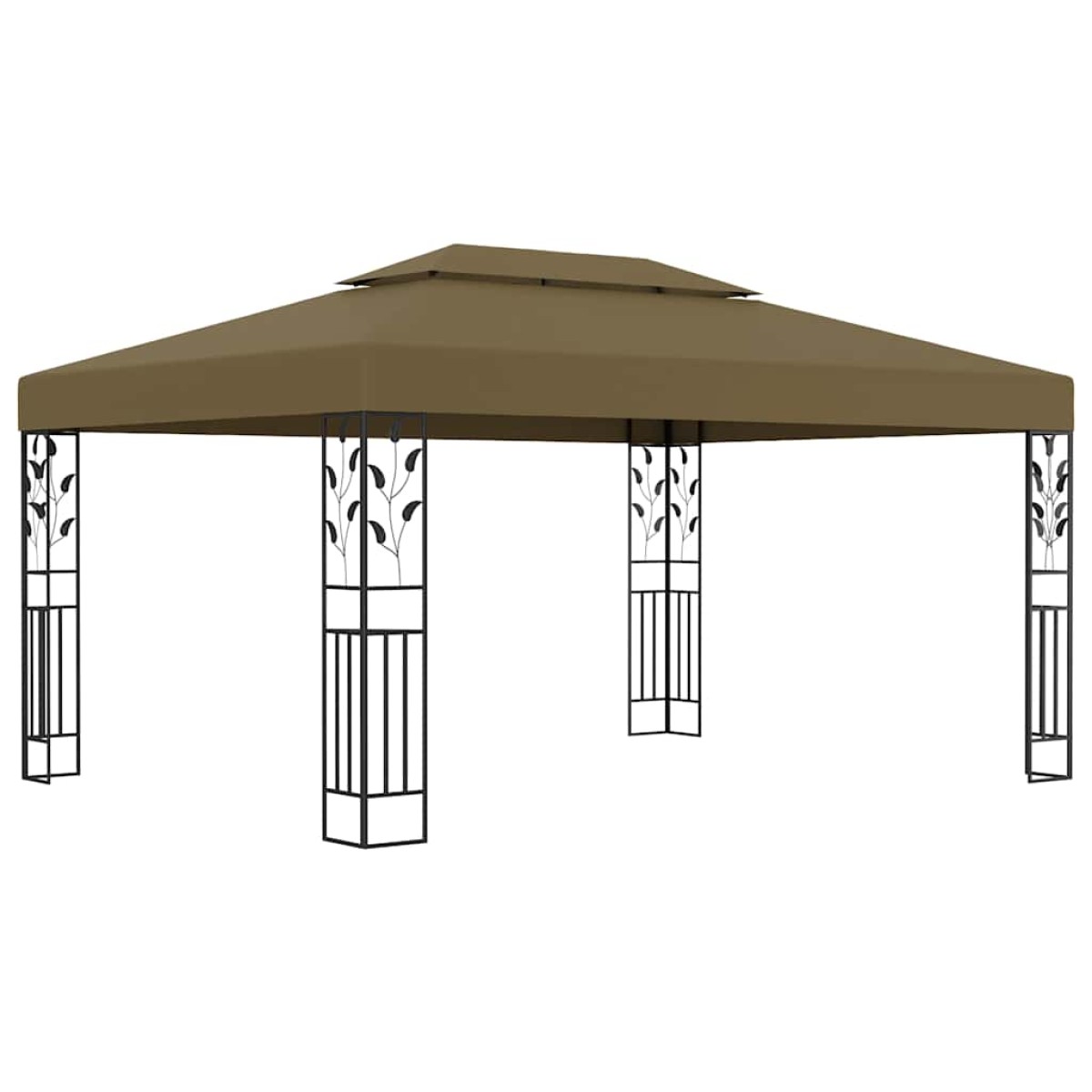 vidaXL Κιόσκι με Διπλή Οροφή και Φωτάκια LED Taupe 3 x 4 μ.