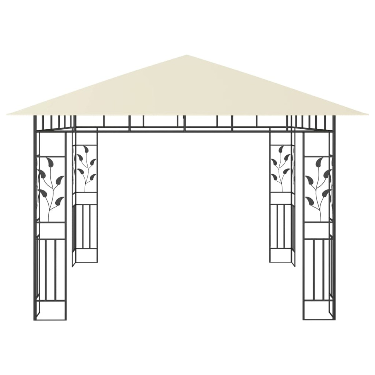 vidaXL Κιόσκι με Σήτα και Φωτάκια LED Κρεμ 3 x 3 x 2,73 μ.