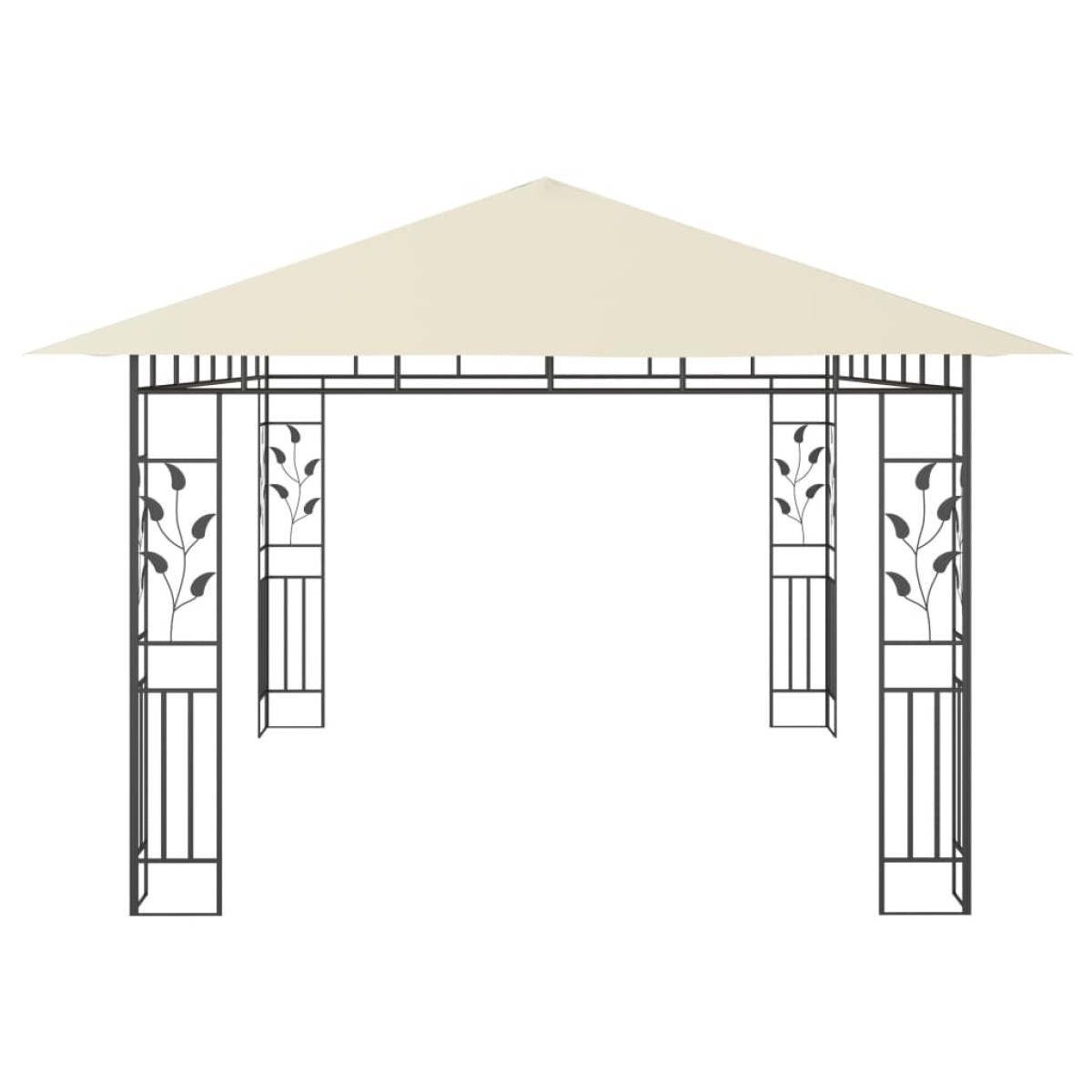 vidaXL Κιόσκι με Σήτα και Φωτάκια LED Κρεμ 4 x 3 x 2,73 μ.