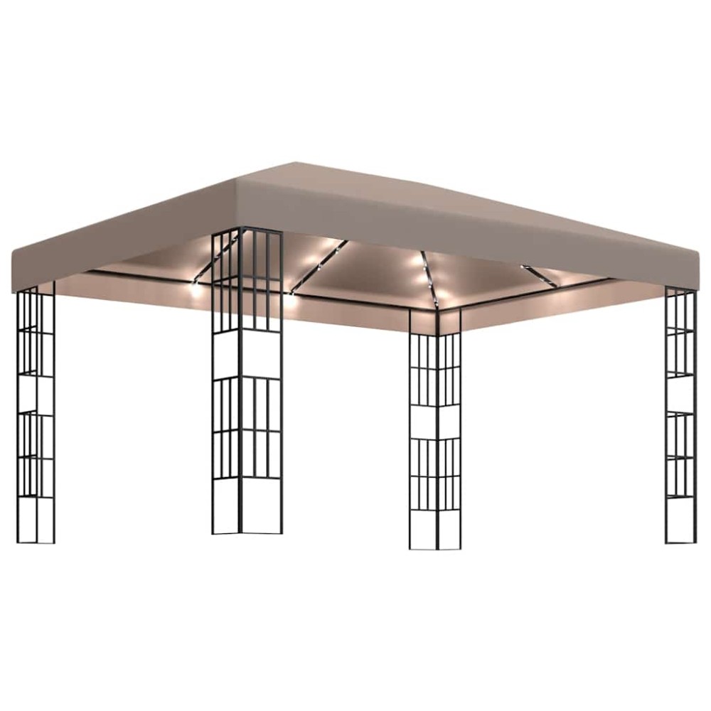 vidaXL Κιόσκι με Φωτάκια LED Taupe 4 x 3 μ.