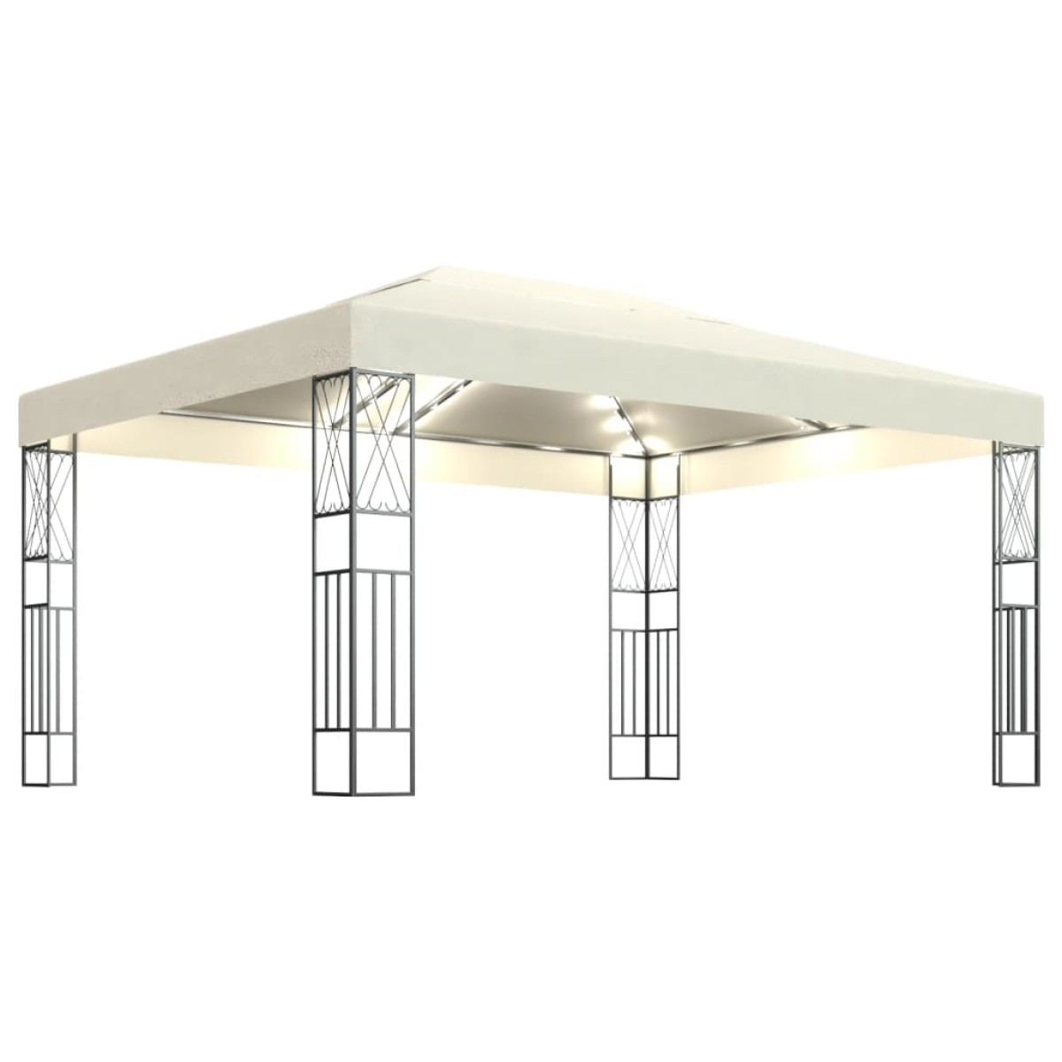 vidaXL Κιόσκι με Φωτάκια LED Κρεμ 3 x 4 μ. Υφασμάτινο