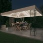 vidaXL Κιόσκι με Φωτάκια LED Κρεμ 3 x 4 μ. Υφασμάτινο
