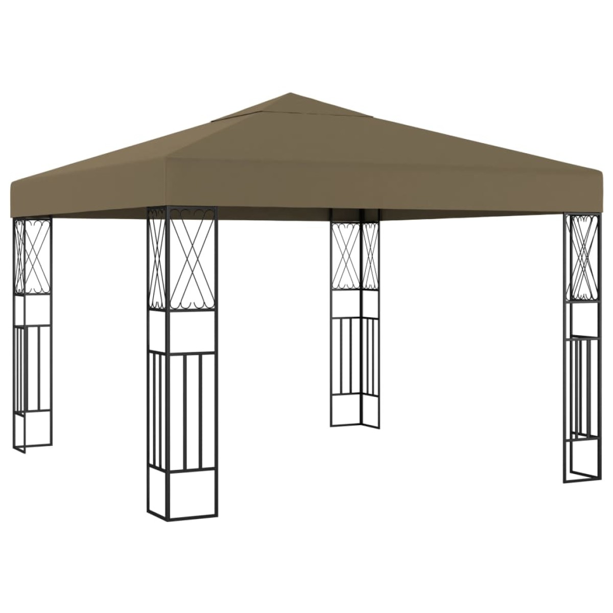 vidaXL Κιόσκι με Φωτάκια LED Taupe 3 x 3 μ. Υφασμάτινο