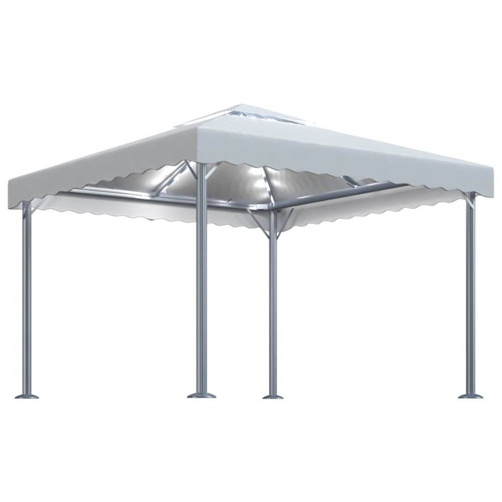 vidaXL Κιόσκι με Φωτάκια Κρεμ LED 300 x 300 εκ. Αλουμινίου