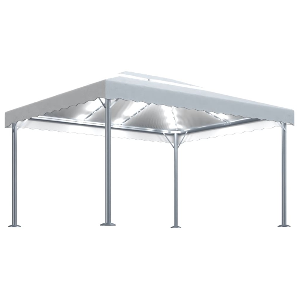 vidaXL Κιόσκι με Φωτάκια LED Κρεμ 400 x 300 εκ. Αλουμινίου