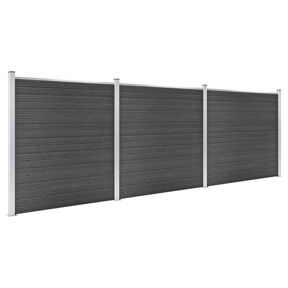 vidaXL Σετ Πάνελ Περίφραξης Μαύρο 526 x 186 εκ. από WPC