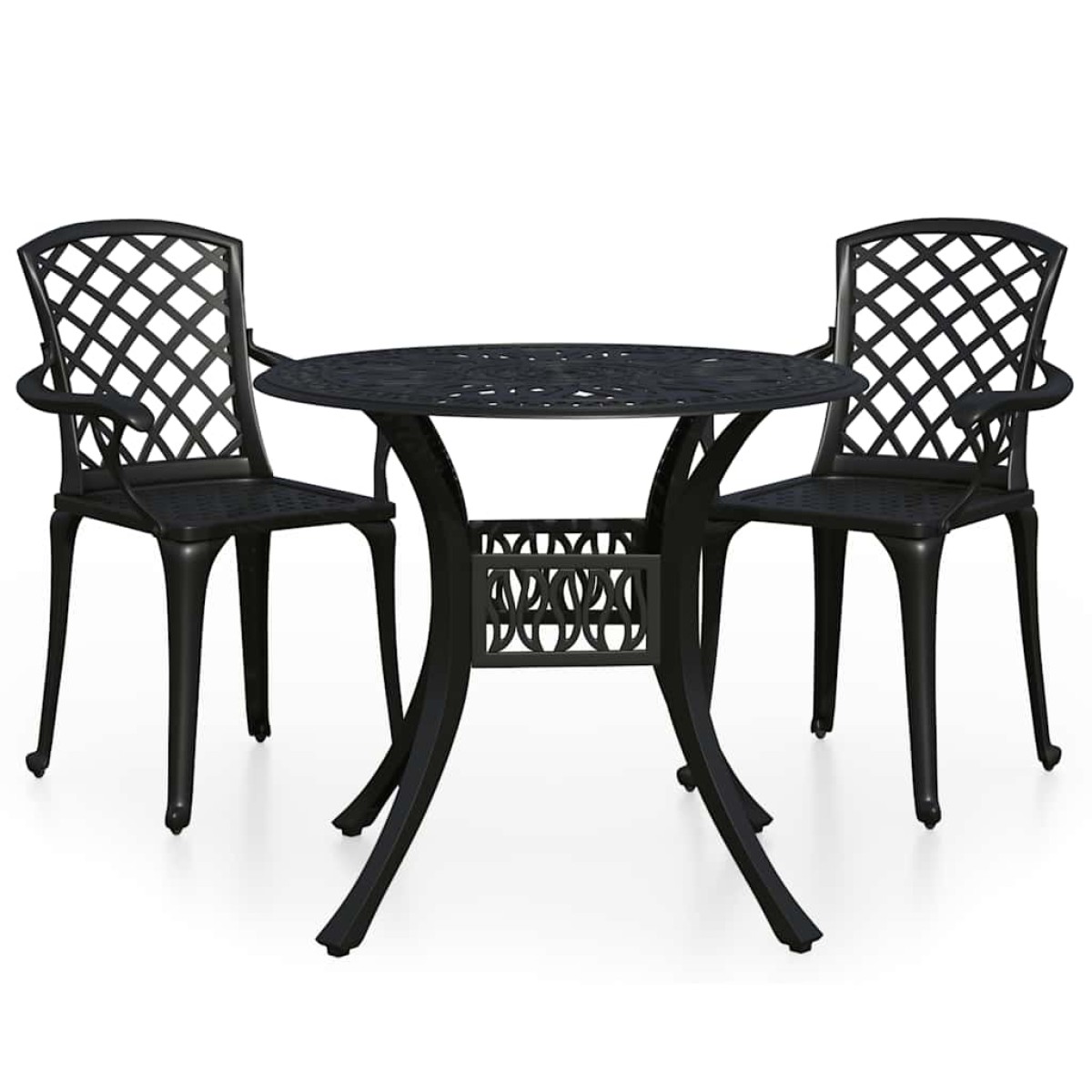 vidaXL Σετ Επίπλων Bistro 3 Τεμαχίων Μαύρο από Χυτό Αλουμίνιο