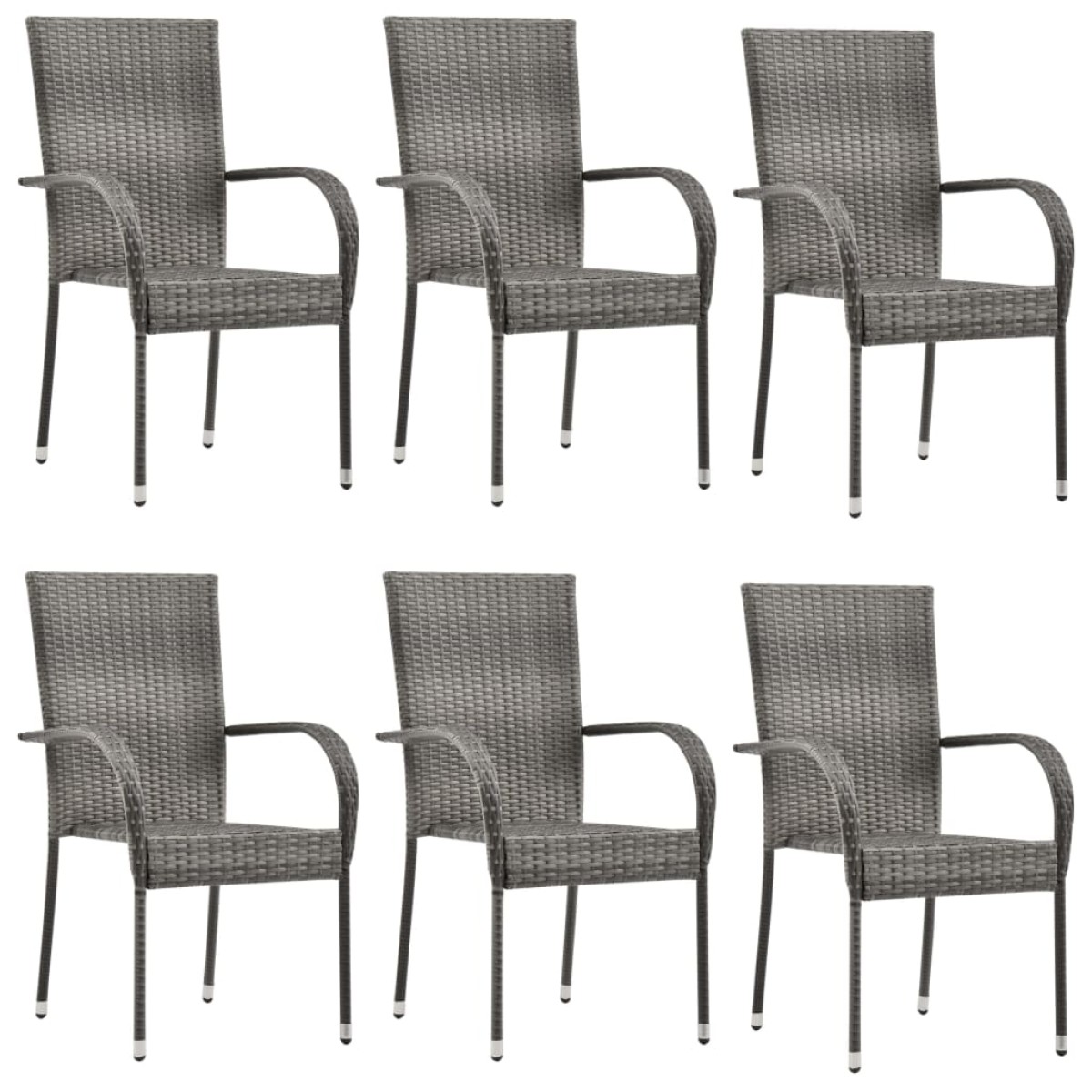 vidaXL Σετ Τραπεζαρίας Κήπου 7 Τεμαχίων Γκρι Από Συνθετικό Ρατάν