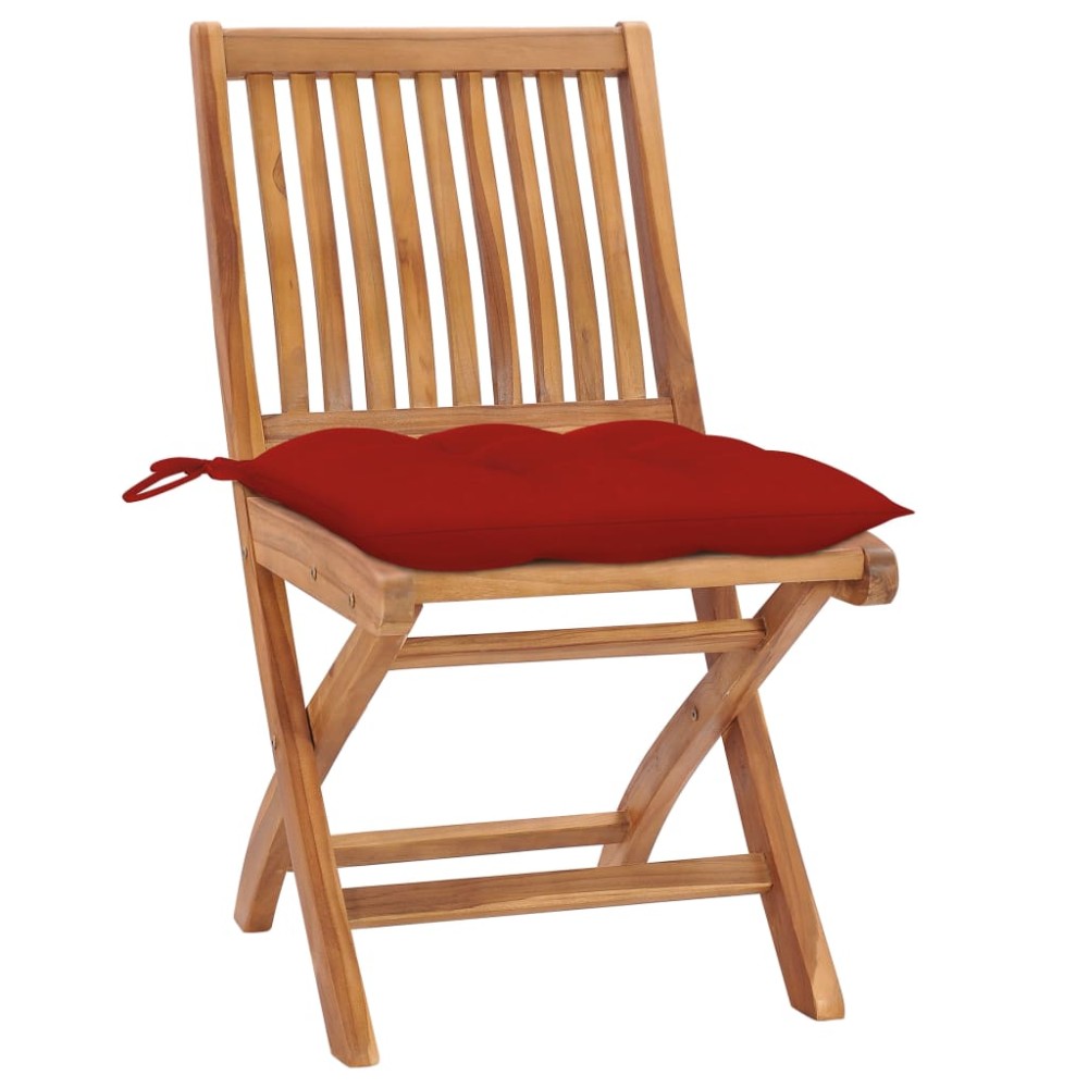 vidaXL Πτυσσόμενες Καρέκλες με Μαξιλάρια 4 τεμ. από Μασίφ Ξύλο Teak