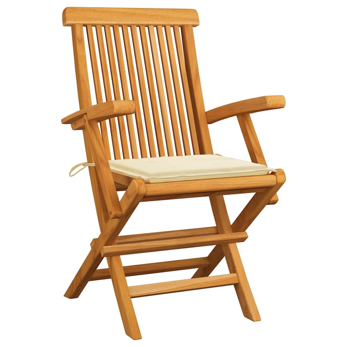 vidaXL Καρέκλες Κήπου 8 τεμ. από Μασίφ Ξύλο Teak με Κρεμ Μαξιλάρια