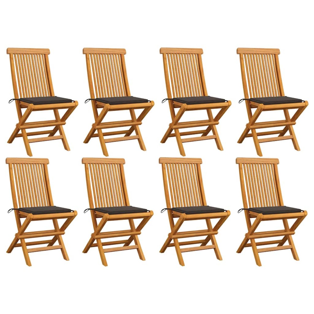 vidaXL Καρέκλες Κήπου 8 τεμ. από Μασίφ Ξύλο Teak με Taupe Μαξιλάρια