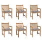 vidaXL Καρέκλες Κήπου 6 τεμ. από Μασίφ Ξύλο Teak & Γκρι Καρό Μαξιλάρια
