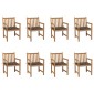 vidaXL Καρέκλες Κήπου 8 Τεμαχίων Μασίφ Ξύλο Teak με Taupe Μαξιλάρια