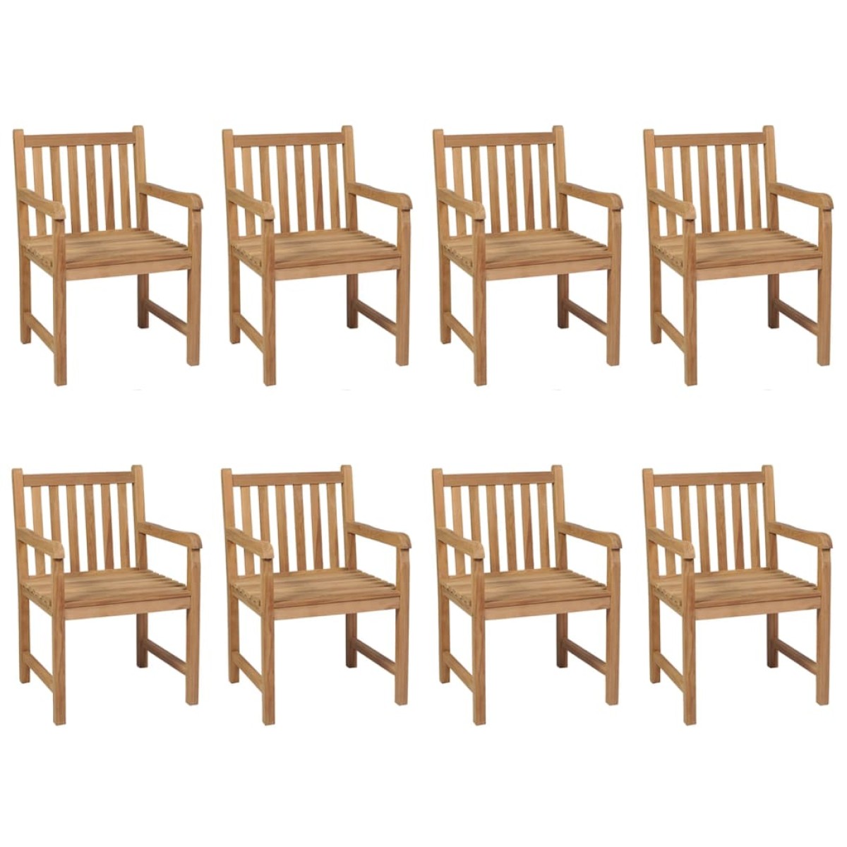 vidaXL Καρέκλες Κήπου 8 Τεμαχίων από Μασίφ Ξύλο Teak με Μπεζ Μαξιλάρια