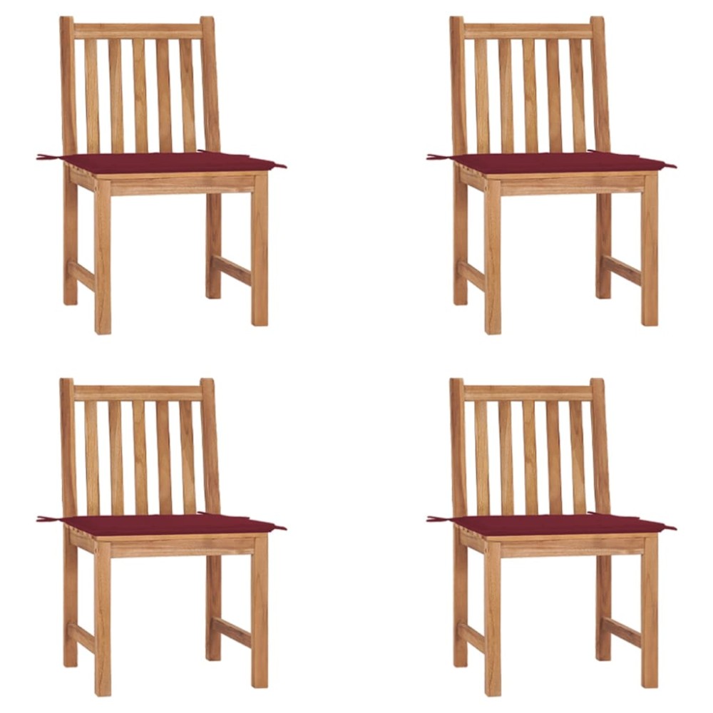 vidaXL Καρέκλες Κήπου 4 Τεμαχίων από Μασίφ Ξύλο Teak με Μαξιλάρια