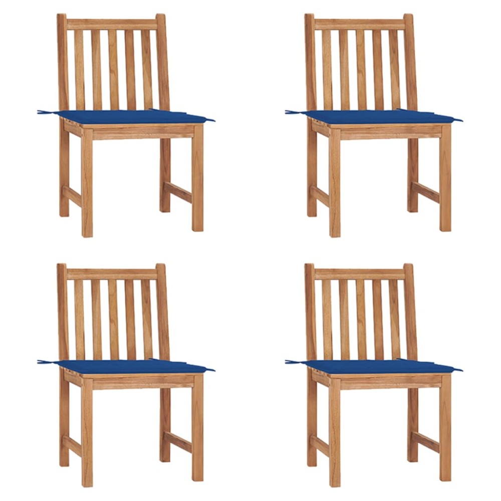 vidaXL Καρέκλες Κήπου 4 Τεμαχίων από Μασίφ Ξύλο Teak με Μαξιλάρια