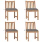 vidaXL Καρέκλες Κήπου 4 τεμ. από Μασίφ Ξύλο Teak με Μαξιλάρια