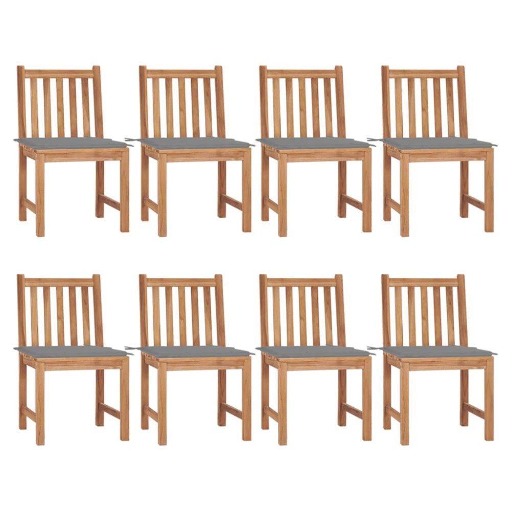 vidaXL Καρέκλες Κήπου 8 Τεμαχίων από Μασίφ Ξύλο Teak με Μαξιλάρια