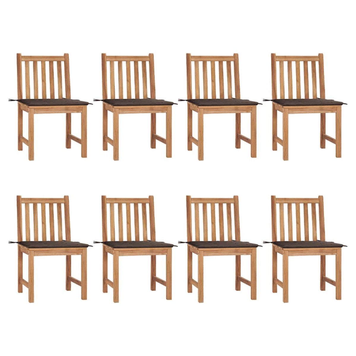 vidaXL Καρέκλες Κήπου 8 τεμάχια από Μασίφ Ξύλο Teak με Μαξιλάρια